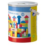 Cuburi din lemn colorate (100 piese in galeata cu capac de sortare) TSG90909