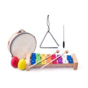 Jucarie din lemn - Triunghi, xilofon, tamburina, 2 maracas TSG91893