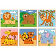 Puzzle din lemn cuburi - Animale exotice 3 x 3 TSG93056