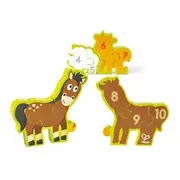 Puzzle din lemn pentru copii cu numere si animale de la ferma TSGE1628A