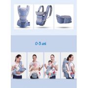 Marsupiu ergonomic cu scaunel - Gri cu flori,