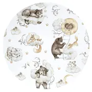 Qmini - Aparatoare pentru patut 140X70 cm, Din bumbac certificat Oeko Tex Standard 100, 210x30 cm, Cu panglici, Teddy Bear and Friends Beige BYN6426972021067