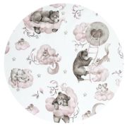 Qmini - Aparatoare pentru patut 140X70 cm, Din bumbac certificat Oeko Tex Standard 100, 210x30 cm, Cu panglici, Teddy Bear and Friends Pink BYN6426972021074