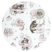 Qmini - Aparatoare pentru patut 140X70 cm, Din bumbac certificat Oeko Tex Standard 100, 210x30 cm, Cu panglici, Teddy Bear and Friends Pink BYN6426972021074