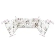 Qmini - Aparatoare pentru patut 140X70 cm, Din bumbac certificat Oeko Tex Standard 100, 210x30 cm, Cu panglici, Teddy Bear and Friends Pink BYN6426972021074