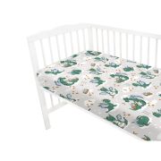 Qmini - Cearceaf cu elastic pentru patut 120X60 cm, Din bumbac certificat Oeko Tex Standard 100, Dragons Gray BYN6426972021678
