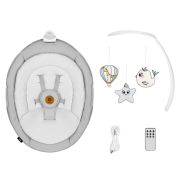Lionelo - Balansoar multifunctional Bella, Electric, Scaun reglabil, Ecran tactil si telecomanda, 6 miscari unice, 5 viteze, Cu melodii, Gri BYNLO-BELLA_GREY_CONCRETE