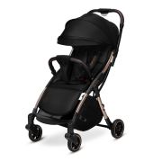 Lionelo - Carucior sport Julie One, De la nastere, Greutate redusa, Cu accesorii, Cadru din aluminiu, 0-22 kg, Conform cu standardele europene de securitate EN1888-1 si EN1888-2, Negru/Auriu BYNLO-JULIE_ONE_BLACK_GOLD