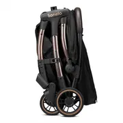 Lionelo - Carucior sport Julie One, De la nastere, Greutate redusa, Cu accesorii, Cadru din aluminiu, 0-22 kg, Conform cu standardele europene de securitate EN1888-1 si EN1888-2, Negru/Auriu BYNLO-JULIE_ONE_BLACK_GOLD