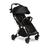Lionelo - Carucior sport Julie One, De la nastere, Greutate redusa, Cu accesorii, Cadru din aluminiu, 0-22 kg, Conform cu standardele europene de securitate EN1888-1 si EN1888-2, Negru/Auriu BYNLO-JULIE_ONE_BLACK_GOLD