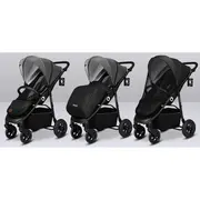 Lionelo - Carucior sport Natt, De la nastere, Cu accesorii si capotina XXL reglabila, 0 - 22 kg, Conform cu standardele europene de securitate EN1888-1, EN1888-2, Negru Onyx BYNLO-NATT_BLACK_ONYX