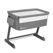 Lionelo - Patut co-sleeper Theo 2 in 1, Cu setare unghiulara, Reglabil in 5 pozitii pe inaltime, Conform cu standardele europeane de securitate EN1130 si EN16890, Grey Stone BYNLO-THEO_GREY_STONE_NATURAL