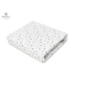 MimiNu - Cearceaf cu elastic pentru patut leagan sau patut co-sleeper, Dimensiune 90x40 cm, Din bumbac certificat Oeko Tex Standard 100, Mini Gray Stars BYN6426972021227