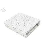 MimiNu - Cearceaf cu elastic pentru patut leagan sau patut co-sleeper, Dimensiune 90x40 cm, Din bumbac certificat Oeko Tex Standard 100, Mini Gray Stars BYN6426972021227