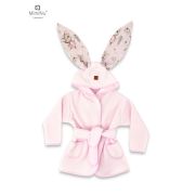 MimiNu - Halat de baie cu urechi 6 - 24 luni, Moale, Cu buzunare, Cu cordon, Din bumbac si thermo fleece, Materiale certificate Oeko Tex Standard 100, Design, Little Ballerina Pink BYN6426972022712