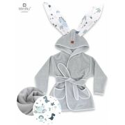 MimiNu - Halat de baie cu urechi 6 - 24 luni, Moale, Cu buzunare, Cu cordon, Din bumbac si thermo fleece, Materiale certificate Oeko Tex Standard 100, Dino Granat BYN6426972022644