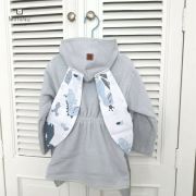 MimiNu - Halat de baie cu urechi 6 - 24 luni, Moale, Cu buzunare, Cu cordon, Din bumbac si thermo fleece, Materiale certificate Oeko Tex Standard 100, Dino Granat BYN6426972022644