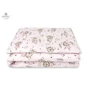 MimiNu - Lenjerie patut 3 piese, Cu protectie laterala, Din bumbac certificat Oeko Tex Standard 100, Pentru patut 120x60 cm, Design, Little Ballerina Pink BYN6426972019866