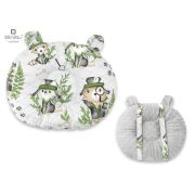 MimiNu - Perna bebelusi Ursulet, Multifunctionala, Cu doua fete, Tesatura pufoasa minky si bumbac, Materiale certificate Oeko Tex Standard 100, Design, Minky Detective Natural BYN6426972021517