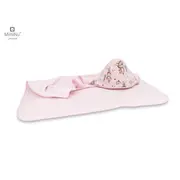 MimiNu - Prosop mare cu gluga, Dimensiune 100x100 cm, Din bumbac si thermo fleece, Materiale certificate Oeko Tex Standard 100, Design, Little Ballerina Pink BYN6426972022187