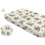 Miminu - Cearceaf cu elastic, Din bumbac certificat Oeko Tex Standard 100, Pentru pat 160x80 cm, Design, Calm Forest Natural BYN6426972022040