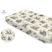 Miminu - Cearceaf cu elastic, Din bumbac certificat Oeko Tex Standard 100, Pentru pat 160x80 cm, Design, Calm Forest Natural BYN6426972022040