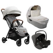 Joie - carucior pentru copii ultracompact  3 in 1 parcel oyster / i-snug shale ( carucior parcel oyster + landou ramble xl oyster + scoica auto i-snug cu tetiera reglabila, nastere - 75 cm, shale)  bbba1219peoys000set