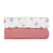 Petite&Mars - Set 2 scutece din muselina de bambus Misty Rose Rainbow, Hipoalergenice, Dimensiuni mari 120 x 120 cm, Certificate Oeko Tex Standard 100, Multicolor BYN417362