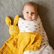 Petite&Mars - Set 2 scutece din muselina de bambus Misty Rose Rainbow, Hipoalergenice, Dimensiuni mari 120 x 120 cm, Certificate Oeko Tex Standard 100, Multicolor BYN417362