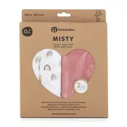 Petite&Mars - Set 2 scutece din muselina de bambus Misty Rose Rainbow, Hipoalergenice, Dimensiuni mari 120 x 120 cm, Certificate Oeko Tex Standard 100, Multicolor BYN417362