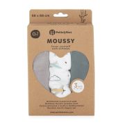 Petite&Mars - Set 3 scutece din muselina de bambus Moussy Grey Planes, Hipoalergenice, 68 x 68 cm, Certificate Oeko Tex Standard 100, Multicolor BYN415361
