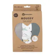 Petite&Mars - Set 3 scutece din muselina de bambus Moussy Grey Planes, Hipoalergenice, 68 x 68 cm, Certificate Oeko Tex Standard 100, Multicolor BYN415361