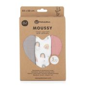 Petite&Mars - Set 3 scutece din muselina de bambus Moussy Rose Rainbow, Hipoalergenice, 68 x 68 cm, Certificate Oeko Tex Standard 100, Multicolor BYN415362