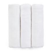 Petite&Mars - Set 3 scutece din muselina de bambus Moussy Total White, Hipoalergenice, 68 x 68 cm, Certificate Oeko Tex Standard 100, Alb BYN415833