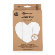 Petite&Mars - Set 3 scutece din muselina de bambus Moussy Total White, Hipoalergenice, 68 x 68 cm, Certificate Oeko Tex Standard 100, Alb BYN415833