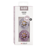 Bibs - set 2 suzete boheme latex, tetina rotunda, 0 luni +-fossil grey/mauve bbb230131