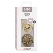 Bibs - set 2 suzete boheme latex, tetina rotunda, 0 luni +-vanilla/dark oak bbb230106