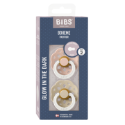 Bibs - set 2 suzete fosforescente boheme glow latex, tetina rotunda, 6 luni +-blush/vanilla bbb240123