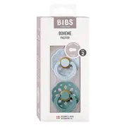 Bibs - set 2 suzete boheme latex, tetina rotunda, 6 luni +-baby blue/island sea bbb240130
