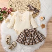 Costumas cu body ivoire si fustita in carouri (marime disponibila: 3-6 luni (marimea 18 incaltaminte)) mb567-1-de3.3-6 luni (marimea 18 incaltaminte)