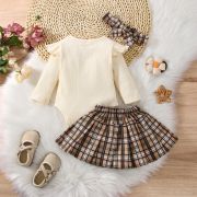 Costumas cu body ivoire si fustita in carouri (marime disponibila: 3-6 luni (marimea 18 incaltaminte)) mb567-1-de3.3-6 luni (marimea 18 incaltaminte)