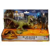 JURASSIC WORLD DOMINION SET 2 FIGURINE DR. IAN MALCOLM SI VELOCIRAPTOR VIVMTHDX46_HGP77