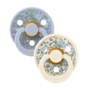 Bibs x liberty - set 2 suzete colour eloise latex, tetina rotunda, 6 luni+- dusty blue/ivory bbb12011101
