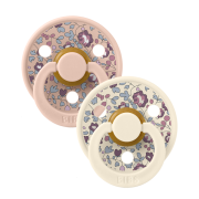 Bibs x liberty - set 2 suzete colour eloise latex, tetina rotunda, 6 luni+-ivory/blush bbb12011102