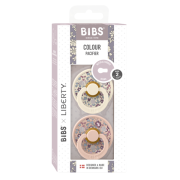 Bibs x liberty - set 2 suzete colour eloise latex, tetina rotunda, 6 luni+-ivory/blush bbb12011102