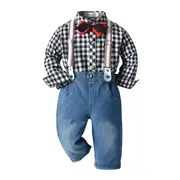 Costum cu blugi si camasuta neagra in carouri MB537-4-de4