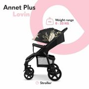 Lionelo - Carucior sport Annet Plus Lovin\', Editie limitata, De la nastere, Cu accesorii, 0 - 22 Kg, Conform cu standardele europene de securitate EN1888-1 si EN1888-2, Negru, Resigilat BYNLO-ANNET_PLUS_LOVIN_resigilat2
