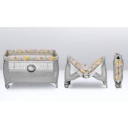 Lionelo - Patut pliant cu doua nivele, Stefi Plus, Cu intrare laterala cu fermoar, 2 roti, 120 x 60 cm, Conform cu standardul european de securitate EN 716, Roz/Galben BYNLO-STEFI_PLUS_PINK_YELLOW