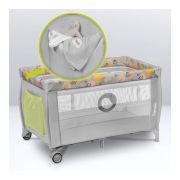 Lionelo - Patut pliant cu doua nivele, Stefi Plus, Cu intrare laterala cu fermoar, 2 roti, 120 x 60 cm, Conform cu standardul european de securitate EN 716, Roz/Galben BYNLO-STEFI_PLUS_PINK_YELLOW