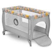 Lionelo - Patut pliant cu doua nivele, Stefi Plus, Cu intrare laterala cu fermoar, 2 roti, 120 x 60 cm, Conform cu standardul european de securitate EN 716, Roz/Galben BYNLO-STEFI_PLUS_PINK_YELLOW
